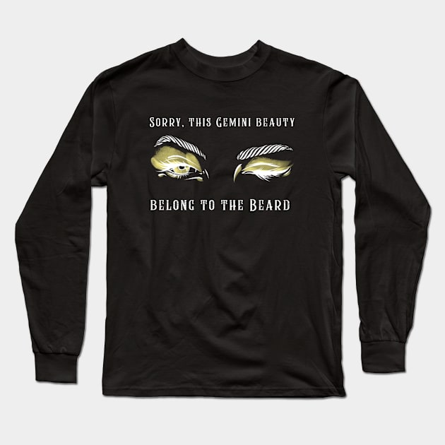 Gemini Beauty and the Beard Long Sleeve T-Shirt by Ink by Evanliy